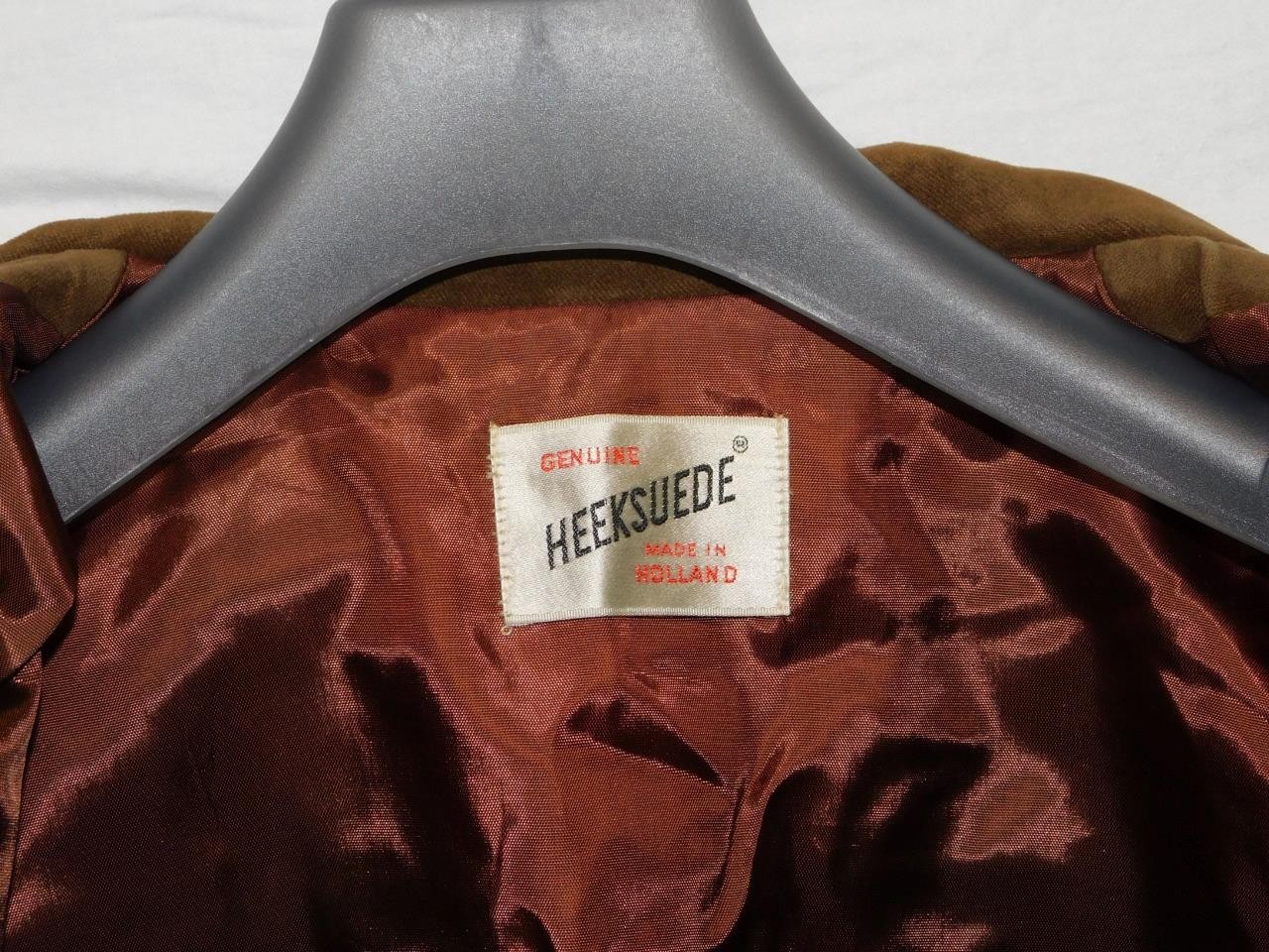 Vintage 60s Heeksuede Holland M Brown Jacket Velour Faux Suede Button MCM Mod