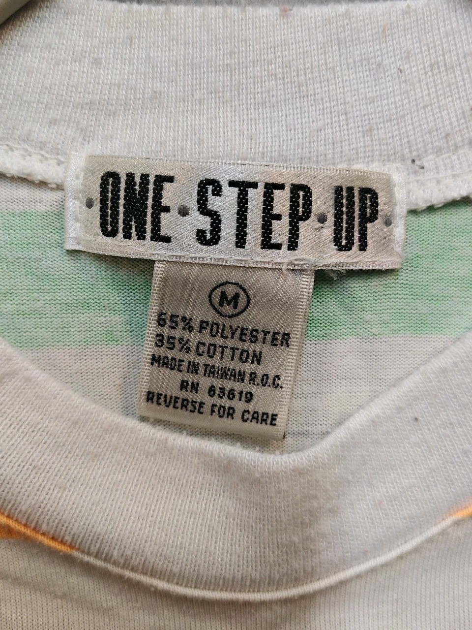 One Step Up Vintage 1980s French Multi-Color Striped Tee Couples Beach/Surfers