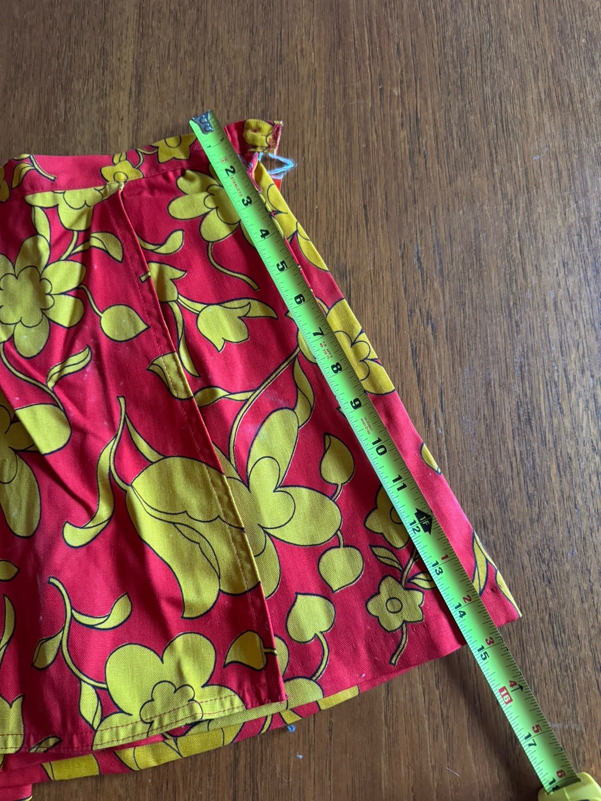 Vintage Flower Power Skort Skirt Red Yellow Hippie Mod Scooter New W/ Tags NOS