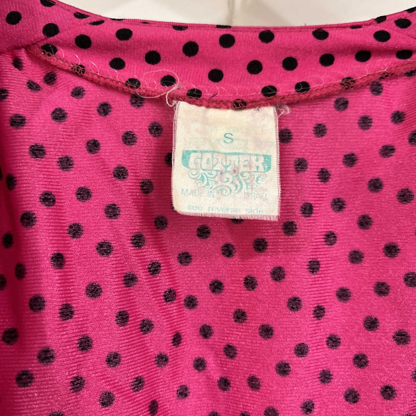 VTG Gottex Women’s Small Cover Up Open Front Kimono Topper Pink Black Polka Dot