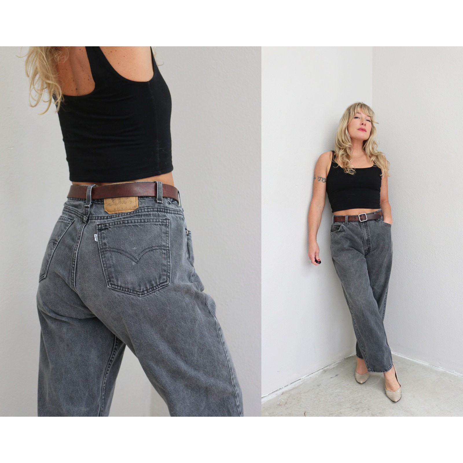 1990’s Vintage Levi’s 550 Black Fade Jeans Women’s LG XL 34″ 35″ Waist Men’s LG