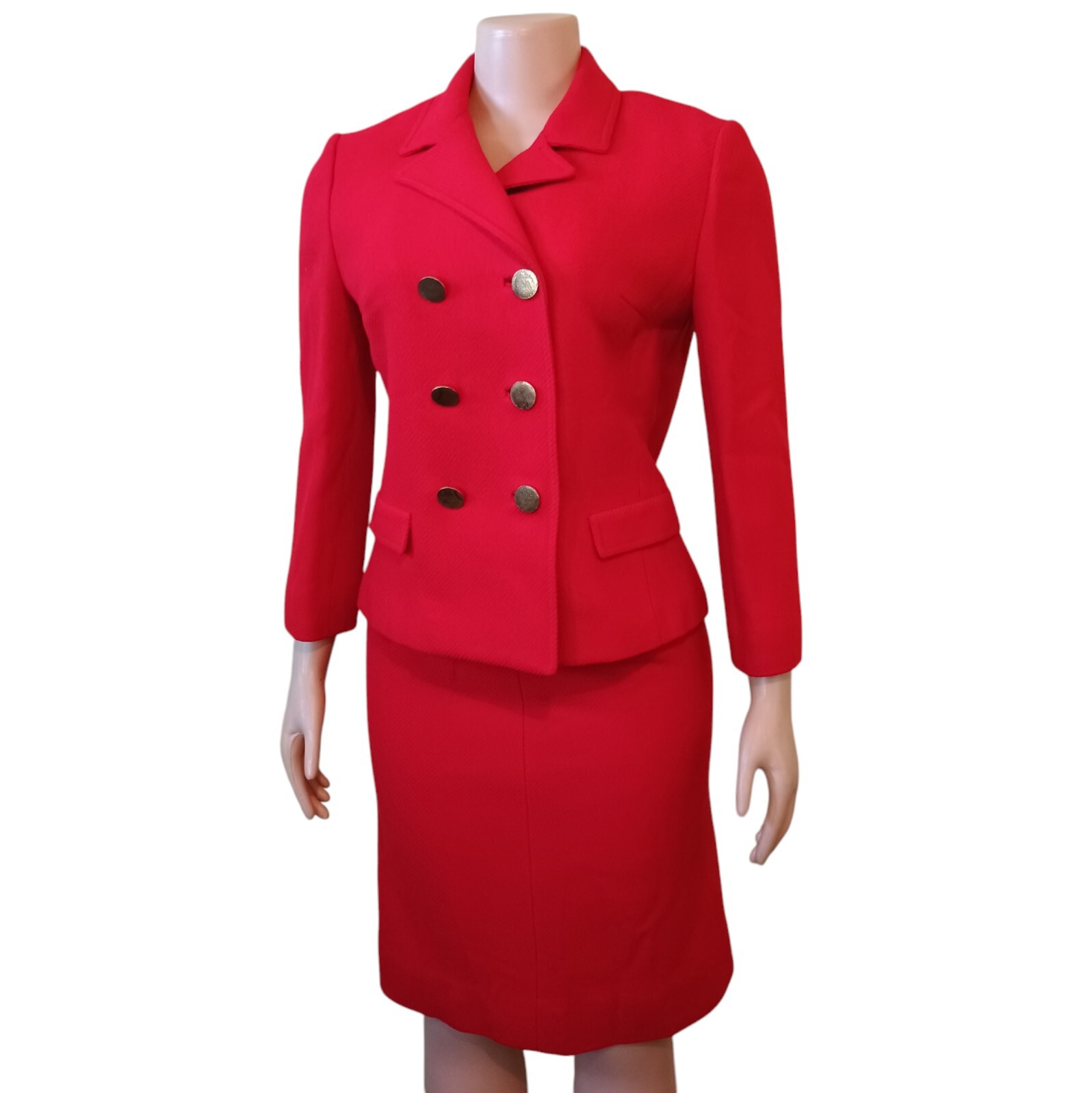 Vintage 1960’s Jacobson’s By Bardley Red Wool Skirt Suit Small
