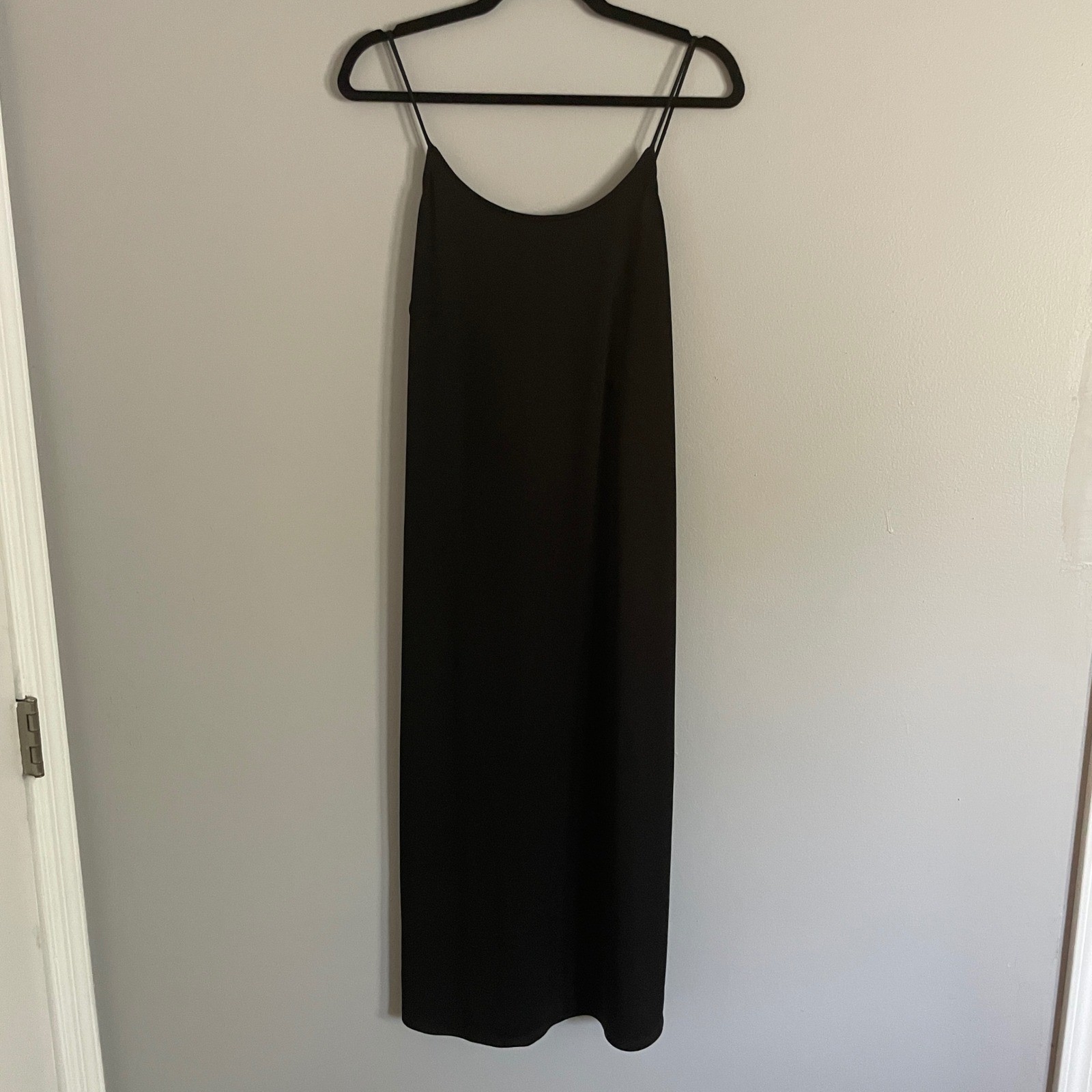 Victor Costa Slip Dress Women 10 Black Spaghetti Strap Vintage Midi Minimalist