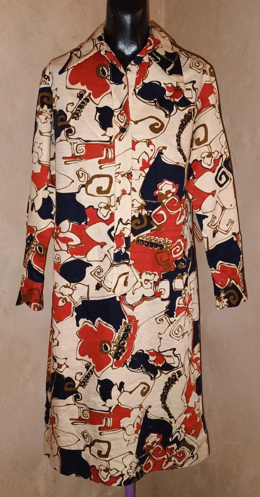 Vintage 60s Lanvin Paris New York OP Art MOD Shirt Dress Belted Dagger Collar