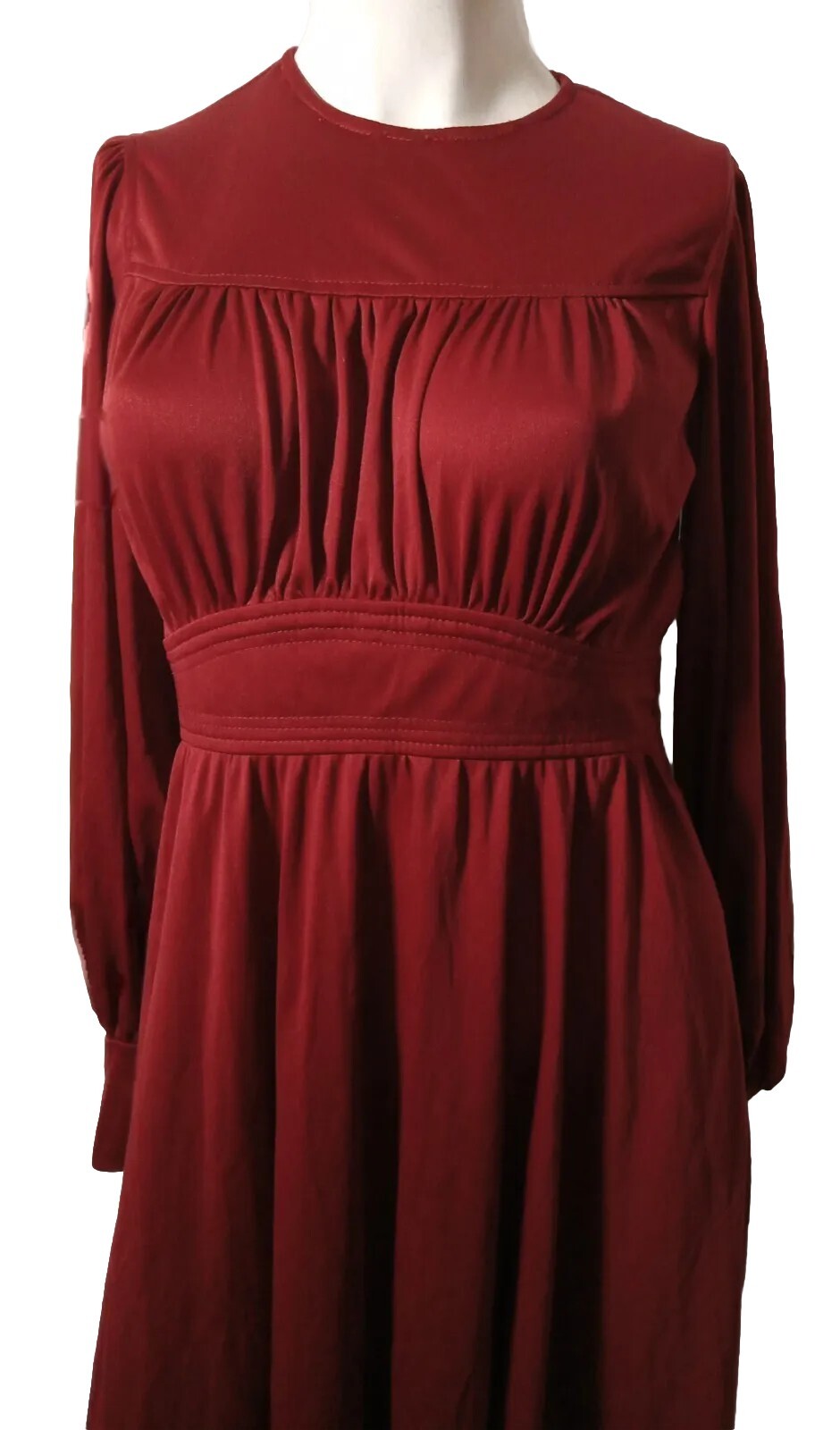 1980s Rags By Kressandra Vintage Wine Red Long Sleeve dress Size 7 Womens Strap
