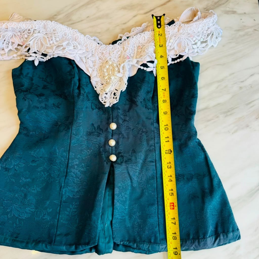 VTG 70s Bari Jay 2 Piece Corset Renaissance Victorian Brocade Tapestry Jacquard