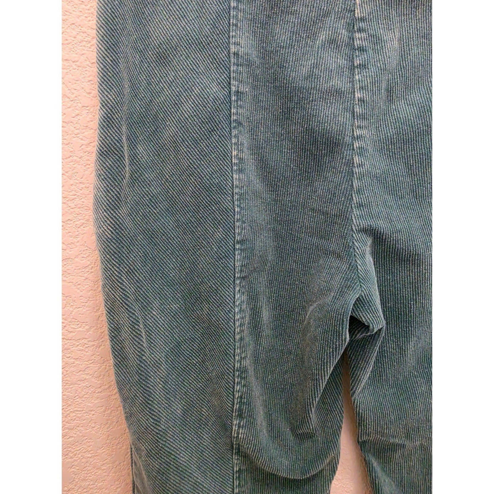 Mystree Corduroy Bell Bottom Pants Women Large Green Side Zip Boho Retro Flare