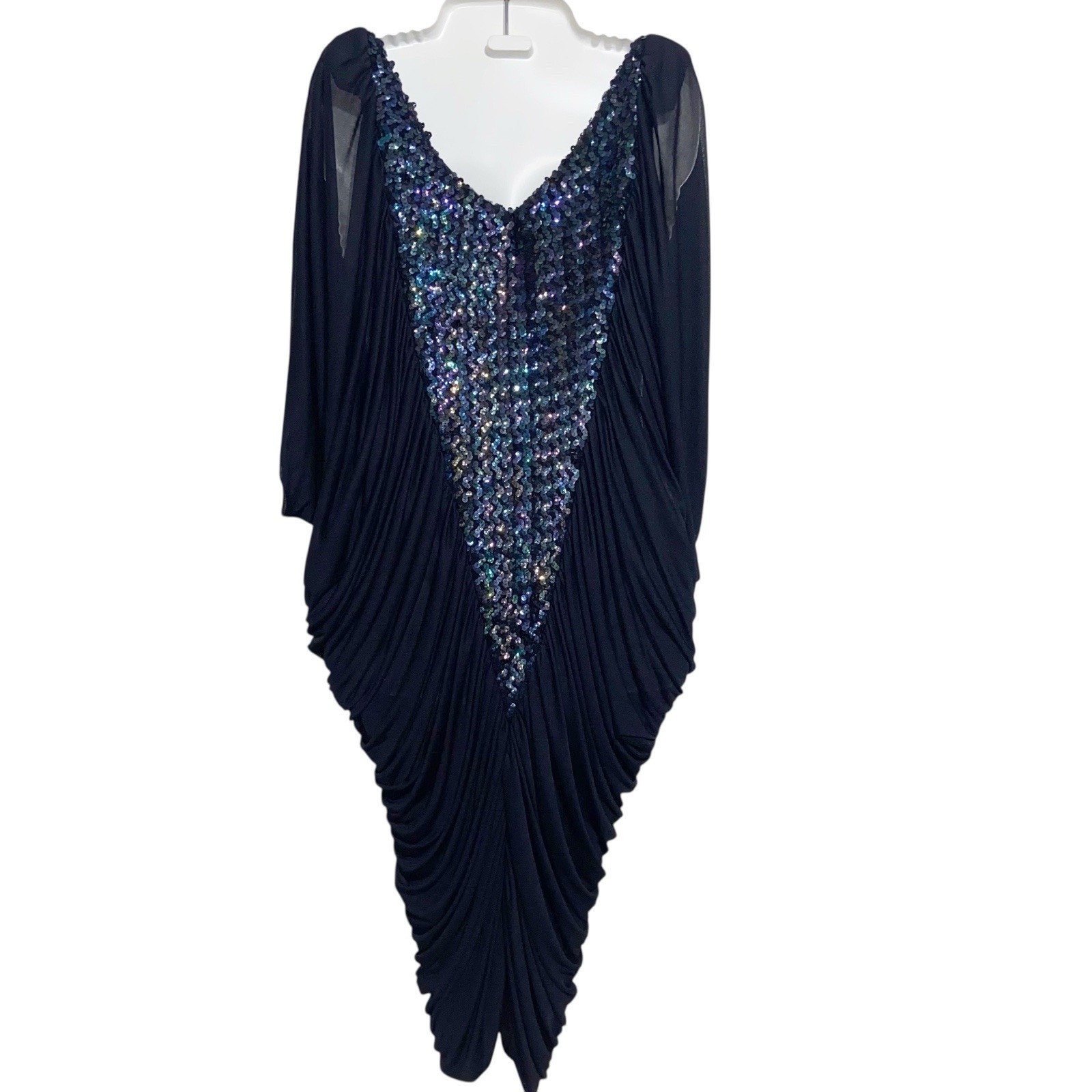 Vintage NEW LEAF BY SAMIR Dress Womens Size 5/6 Sequin Whimsigoth Disco 1970s