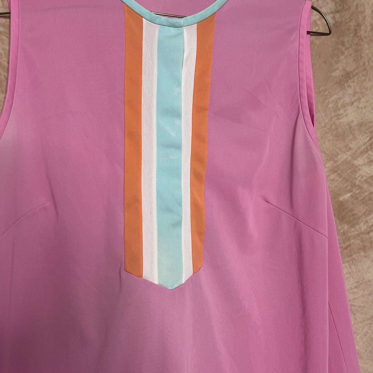 Vintage 60s Union Made Pink Mini Mod Shift Dress Sleeveless Retro Disco GoGo