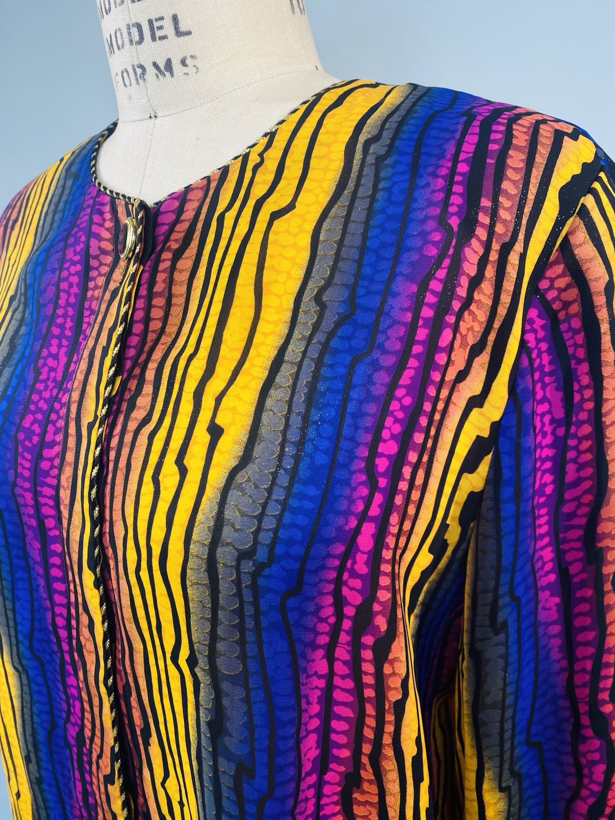 Vintage Blouse SIZE 12 LARGE rainbow bright CHRISTIE & JILL 80s 90s