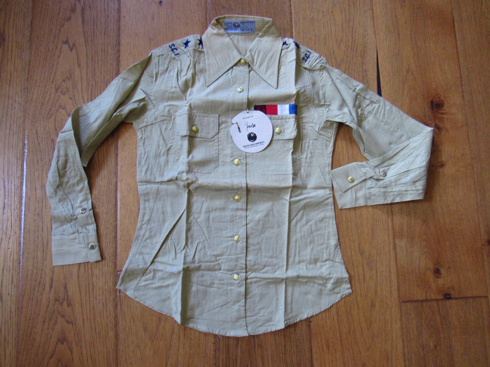 Vtg NOS NWT 1960s/1970s Santa Cruz Imports Hippie Shirt Anti-War Protest History
