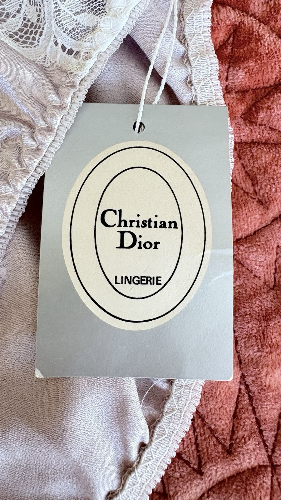 Christian Dior Vintage Cafe Au Lait Satin Lace Panties Size 6 Made in USA NWT