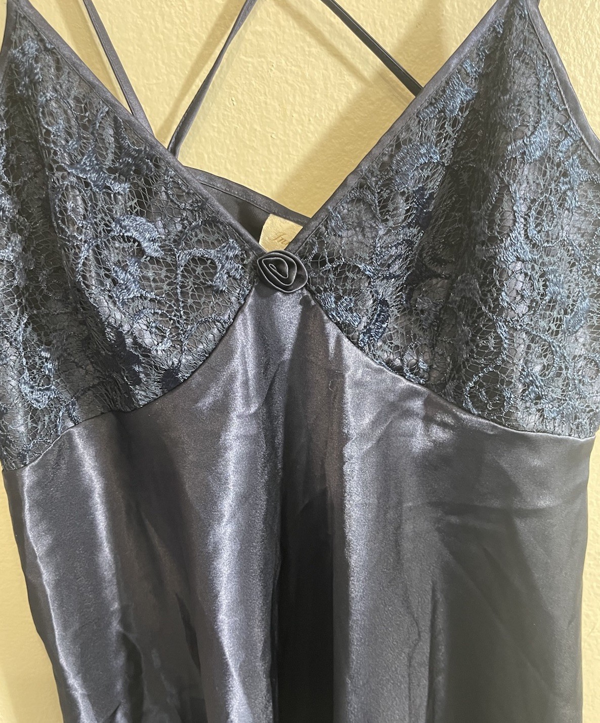 Y2K Vintage Inner Most Satin Sexy Lingerie Chemise Baby Doll Navy Blue Large
