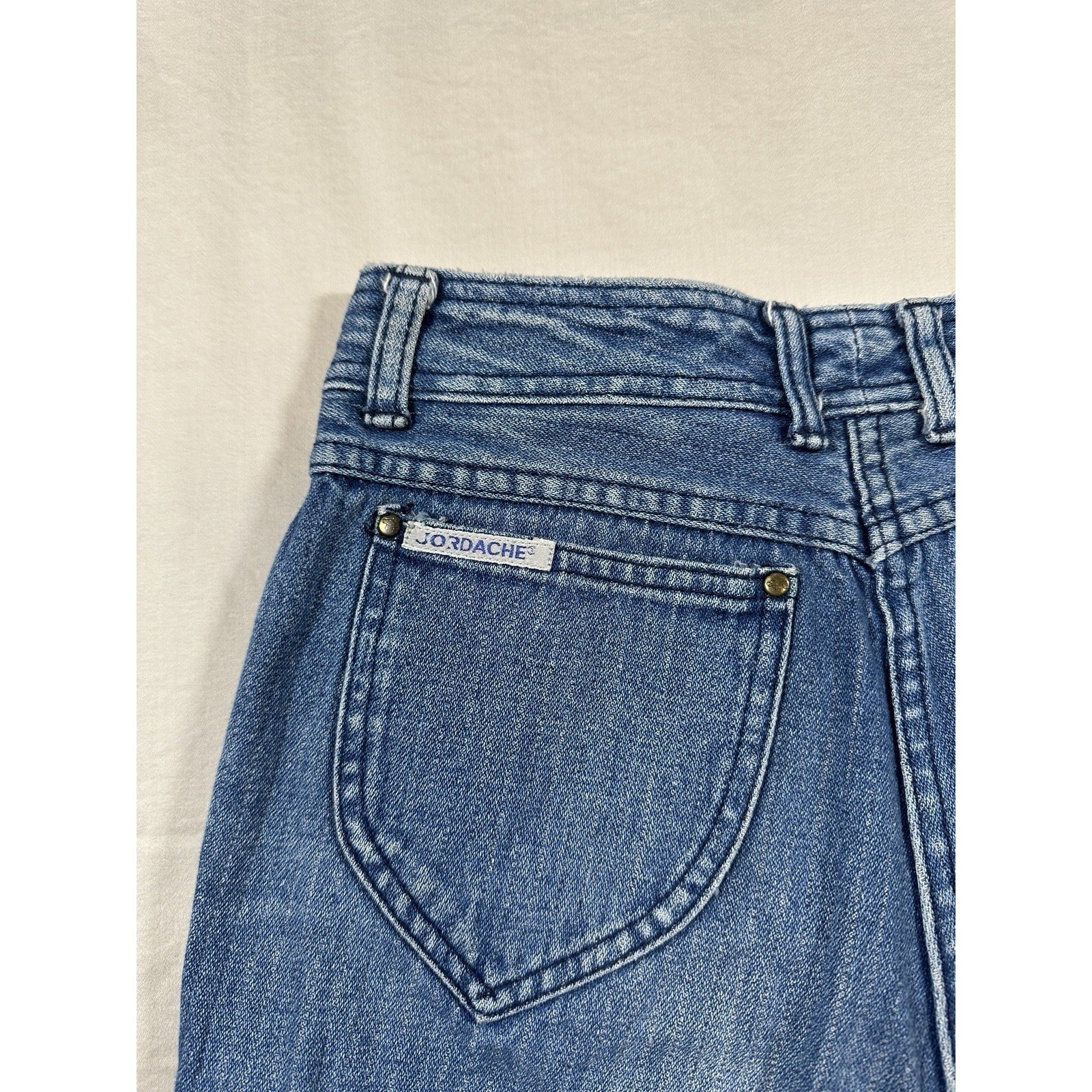 Vintage Jordache High Waisted Tapered Leg Blue Denim Jeans Ankle Zip 24 Waist 28