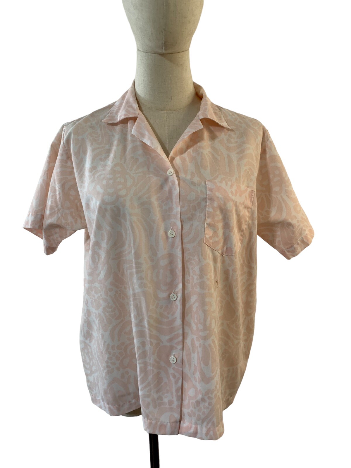 Vintage Cape Cod Match Mates Medium top 70s 80s Blouse Shirt Button Up Pink