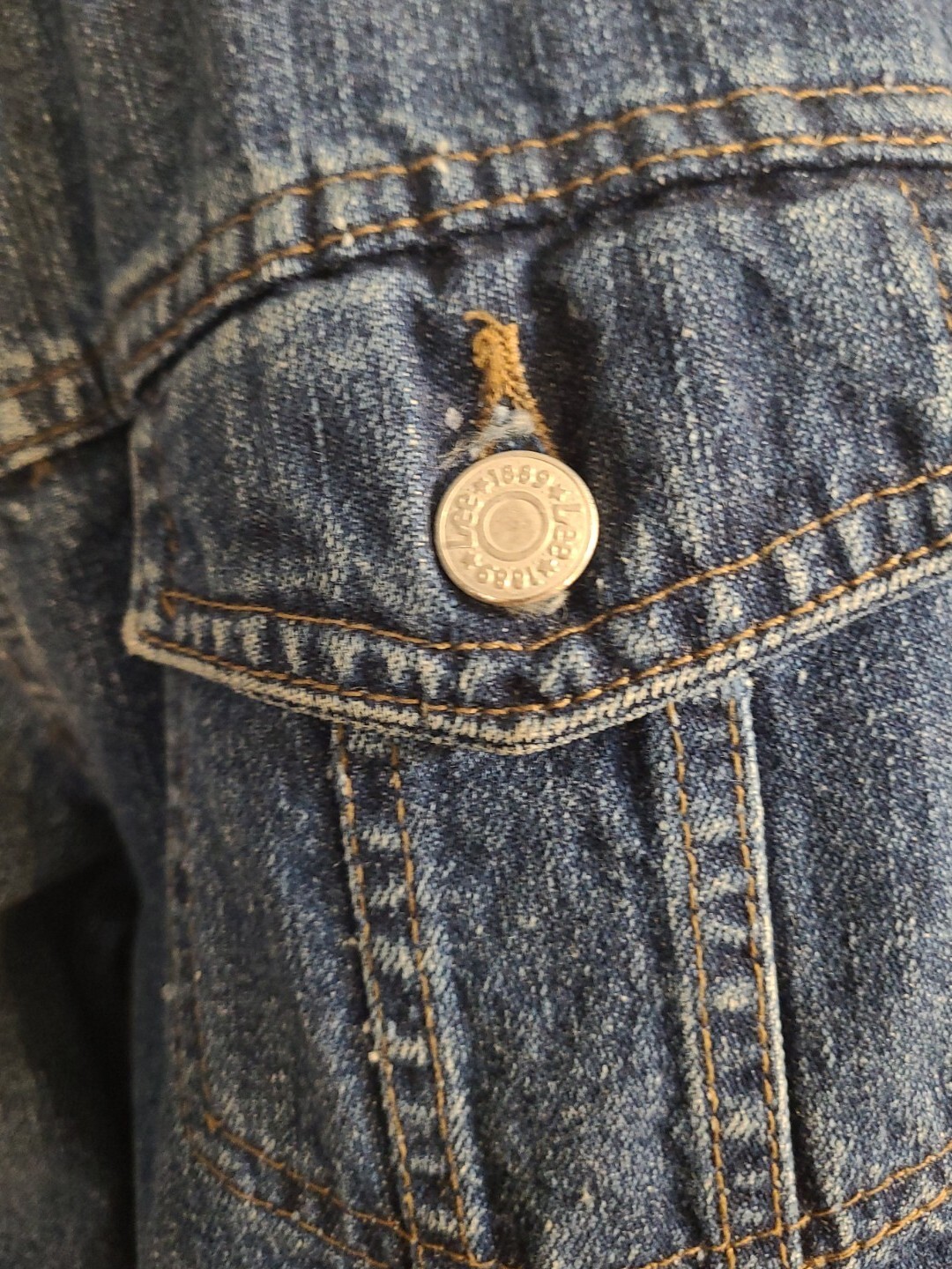 Lee Ladies Small Denim Jacket Corduroy Collar & Cuffs Brocade Placket
