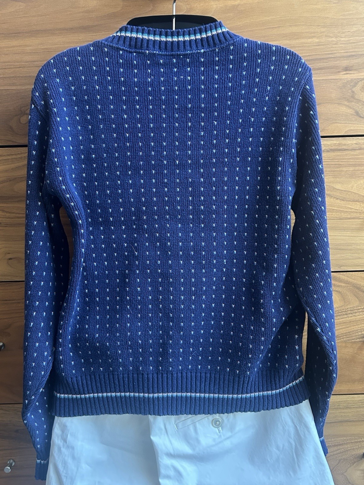 Vintage 80s Preppy Striped Sweater, Cotton In Navy Blue Pink Green, Small-Medium
