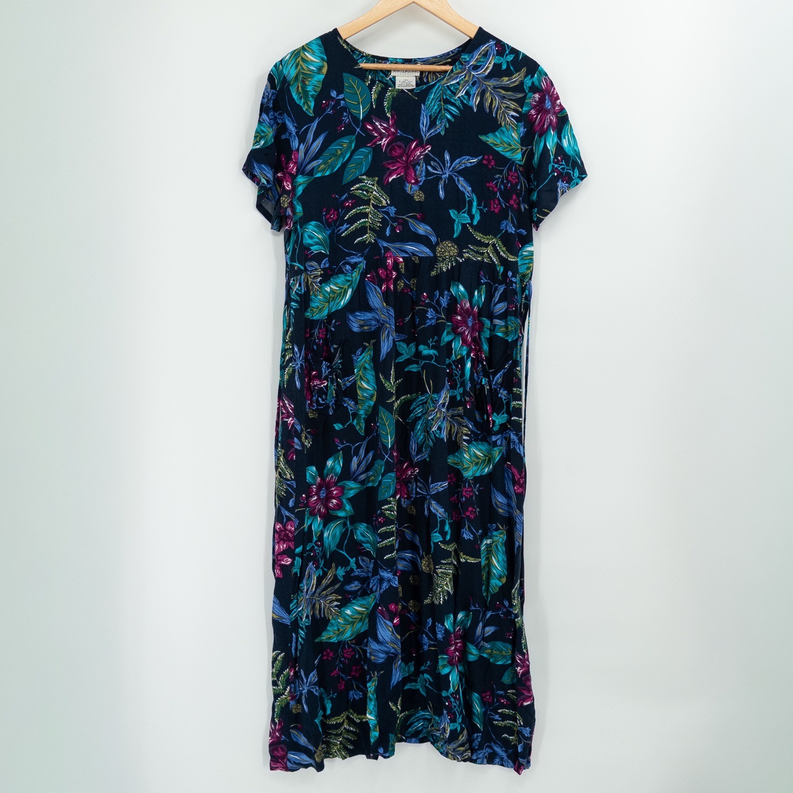 Vintage 90s Maxi Dress Womens L Floral Boho Cottagecore Butter Mom Miss Honey