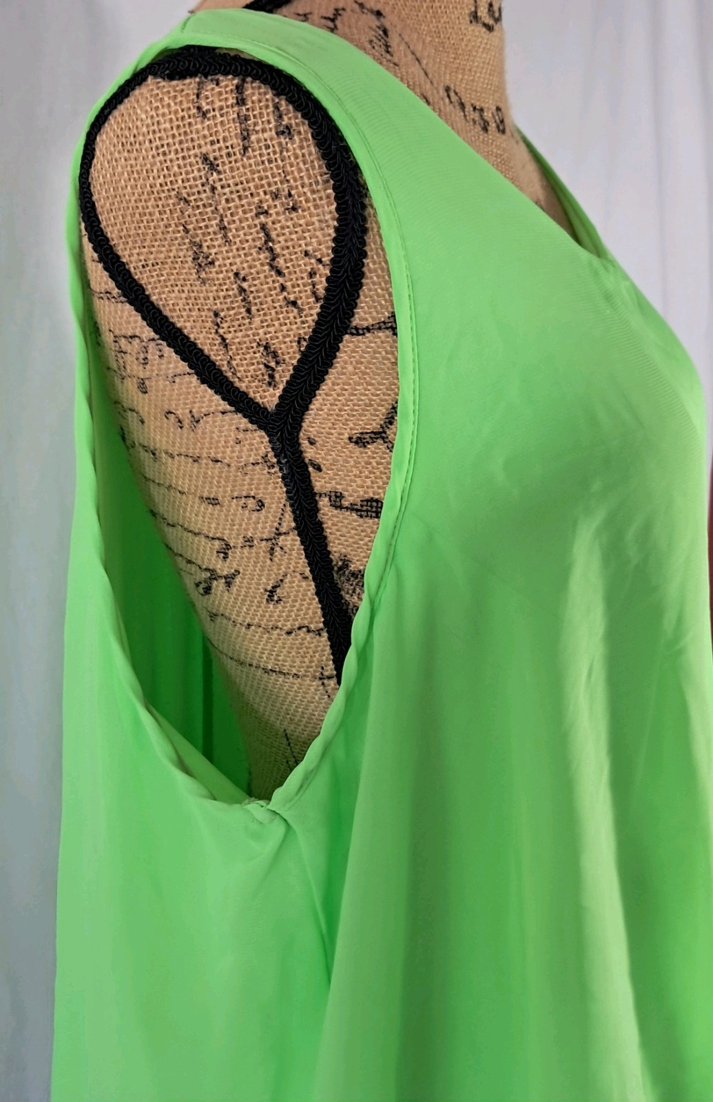 VTG Deb Y2K Neon Green Sheer Tank W/Aztec Skirt 1pc Sz 3X RARE Whimsigoth *READ