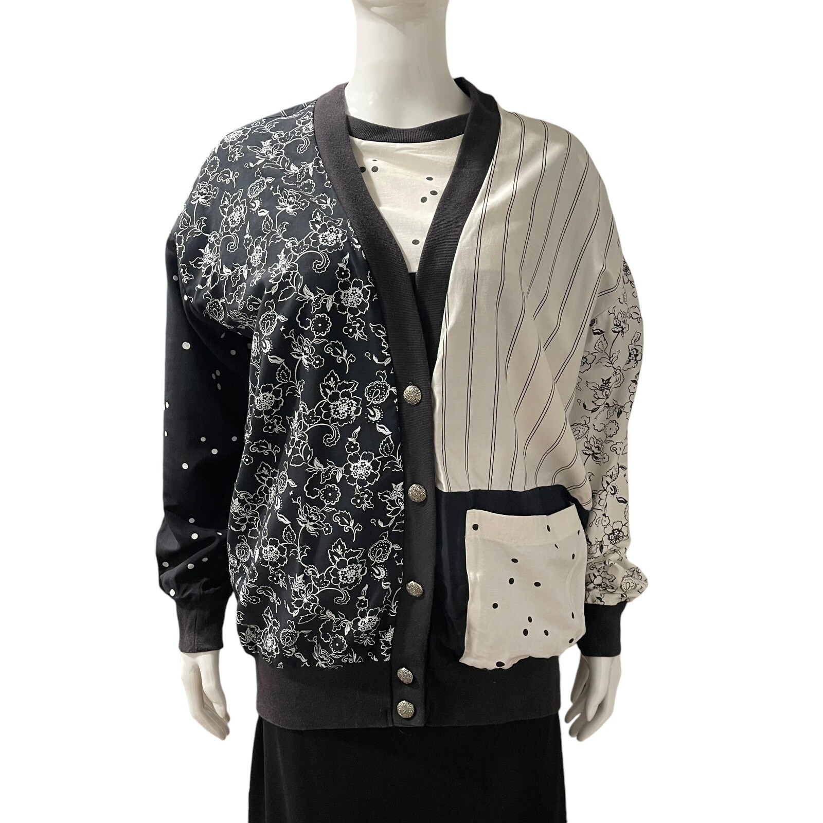 Vtg 1980s Nina St Claire Women’s M Pullover Top Shirt Button Jacket Cardigan