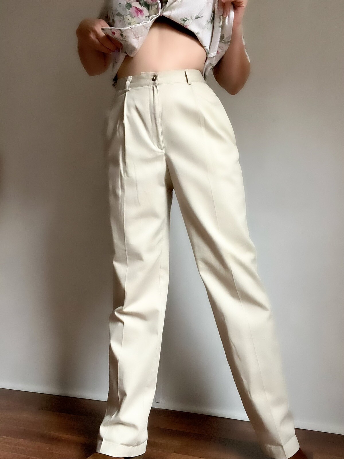 Vintage Beige Highwaisted Pleated Casual or Business Pants Vintage Highrise
