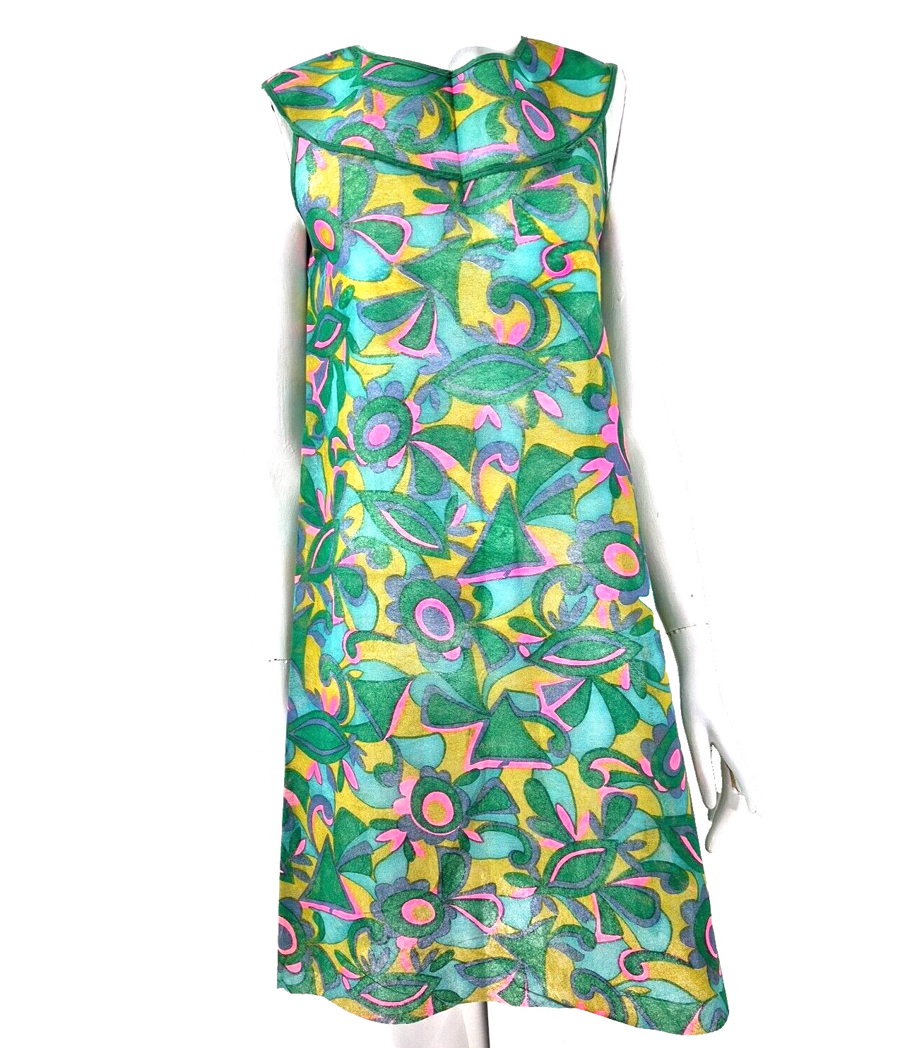 Vintage Paper Dress 1960s Psychedelic Iconic Waste Basket Boutique Size 12