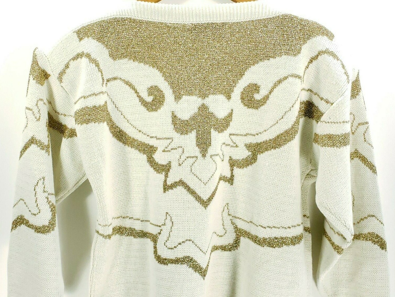 Vintage Maurada Sweater Women’s Large Cream Gold Design Retro Pullover