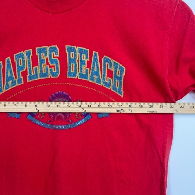 Vintage Mickey Unlimited Naples Beach Florida Red Cropped T-Shirt Size Large