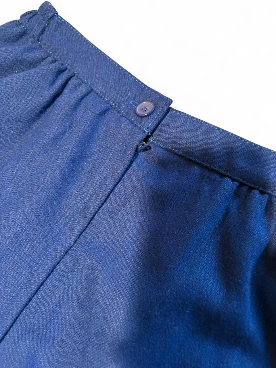 1970s 1980s True Vintage Wool Blend Midi Skirt Classic Blue Size 10