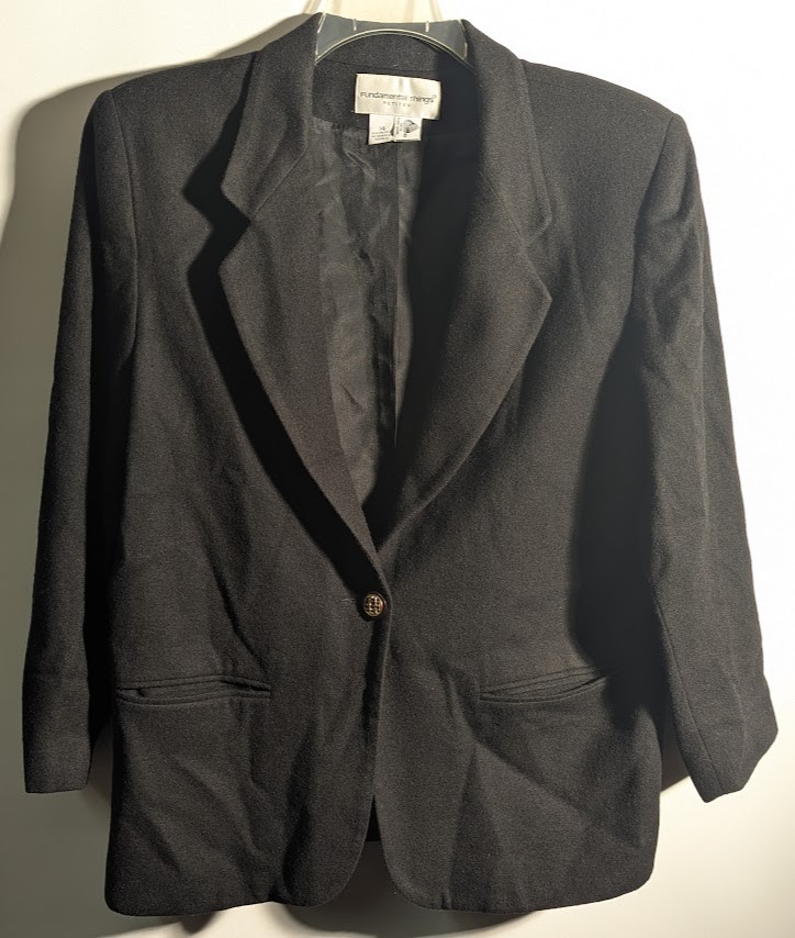 Vintage Wool Women’s Blazer Fundamental Things Petite Size 14 Single-Button