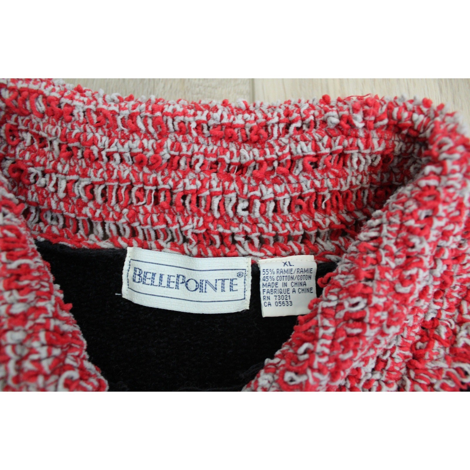 VTG Belle Pointe Ohio State Buckeyes Zip Chenille Sweater Black Red XL