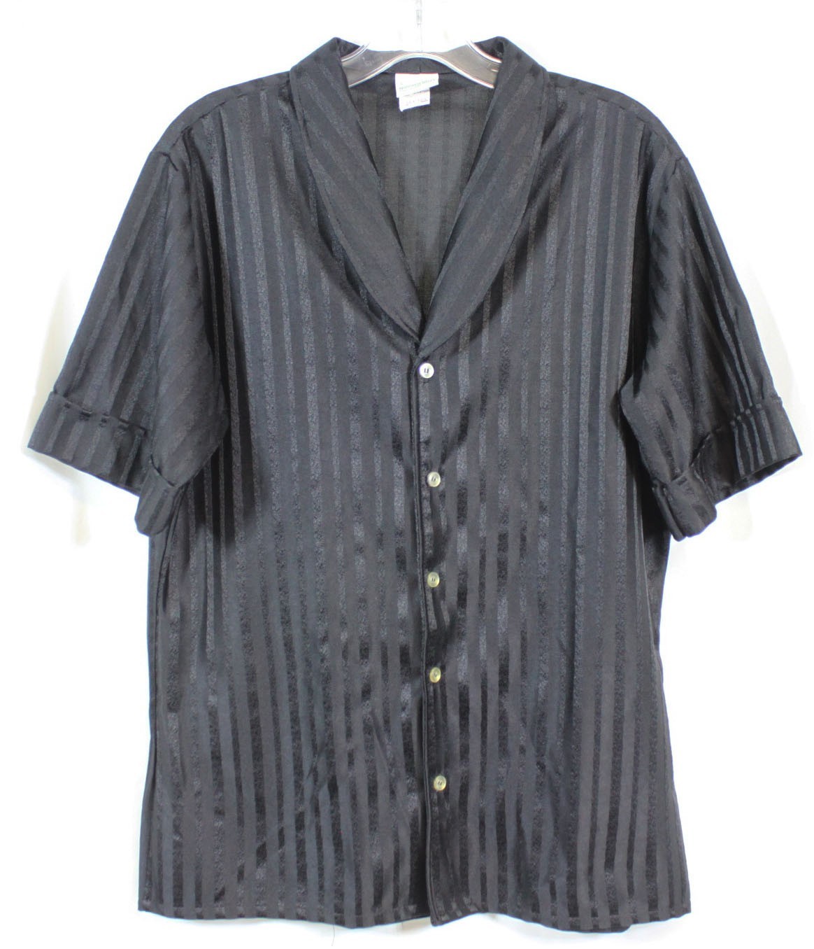 Vtg National Shirt Polyester Blouse Top Shirt Tone on Tone Stripe Retro 70s L