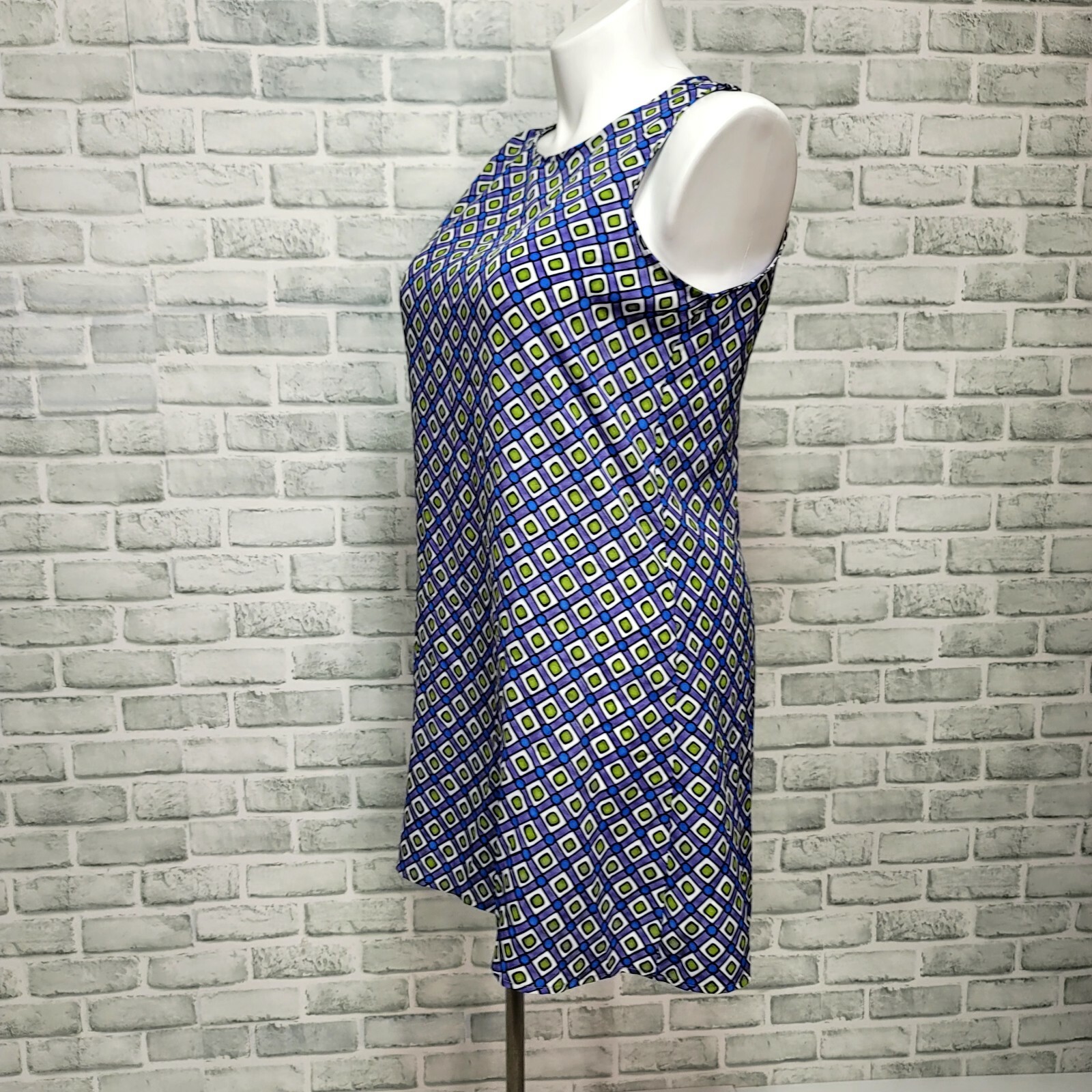 Vintage 90s does 60s Tickets Womens L Colorful Mod Geometric Aline Shift Dress