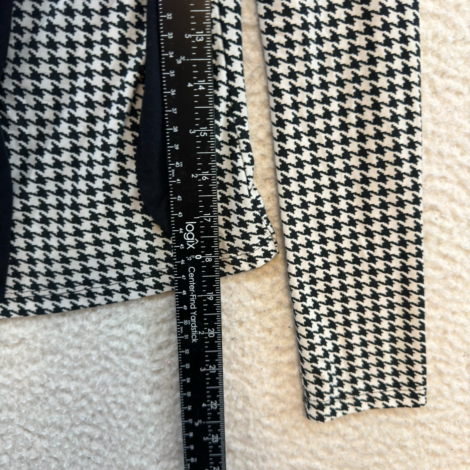 Y2K Vintatge Top S Small Black White Slinky Stretch Houndstooth Preppy Corpcore