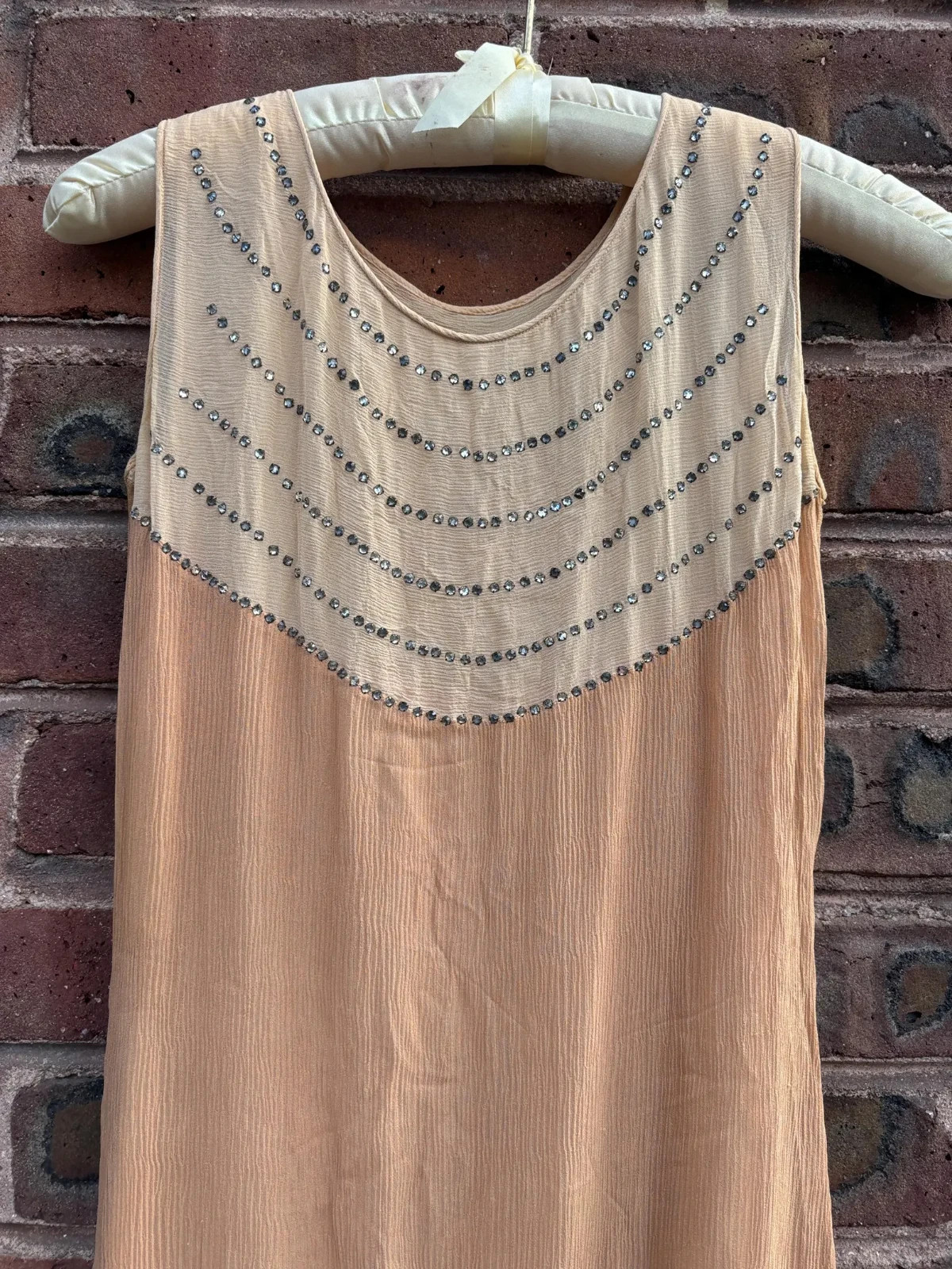 Antique 1920s Silk Chiffon Rhinestone Two Piece Dress and Wrap Top Small