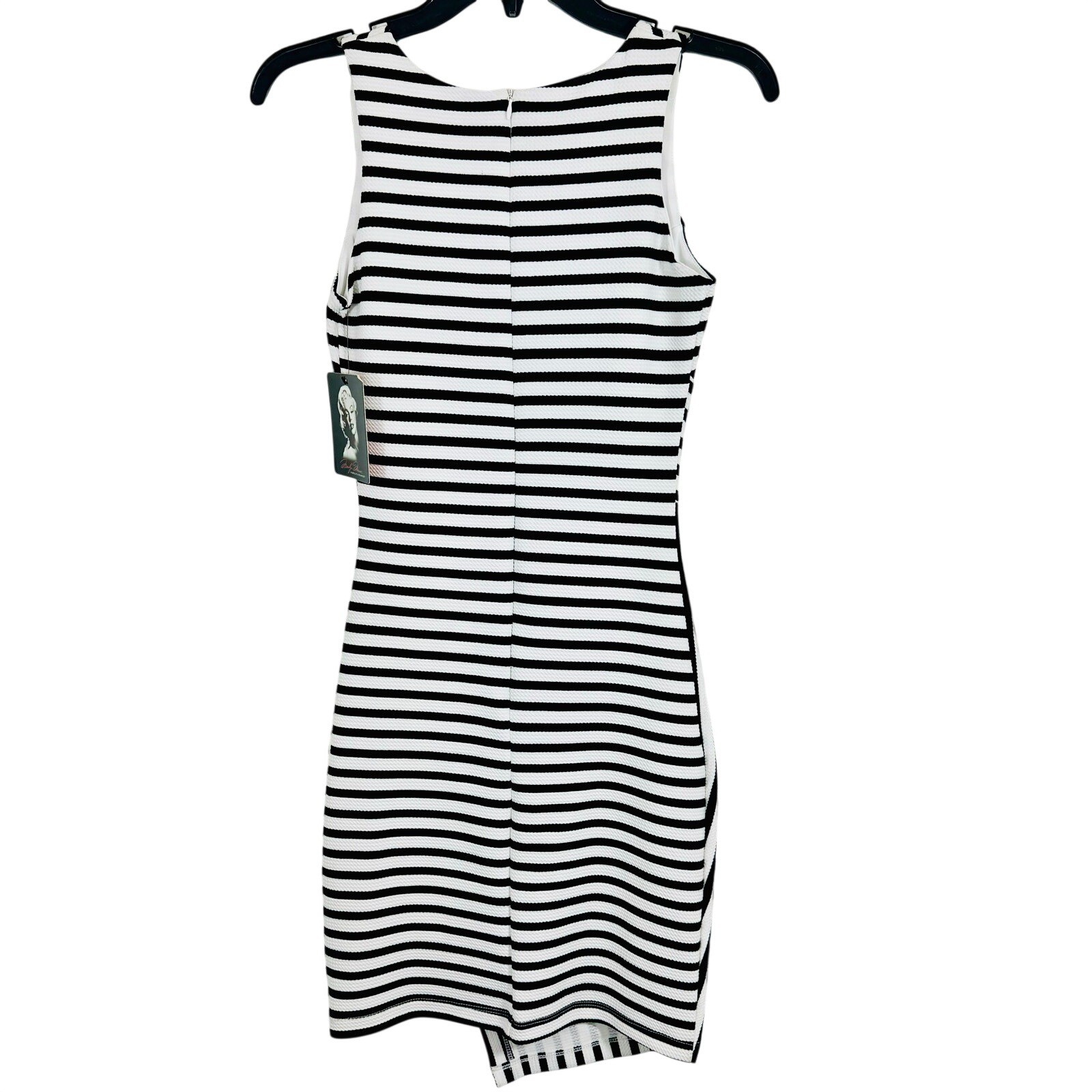 Marilyn Monroe NWT Black White Chevron Stripe Faux Wrap Dress Retro Pinup Glam