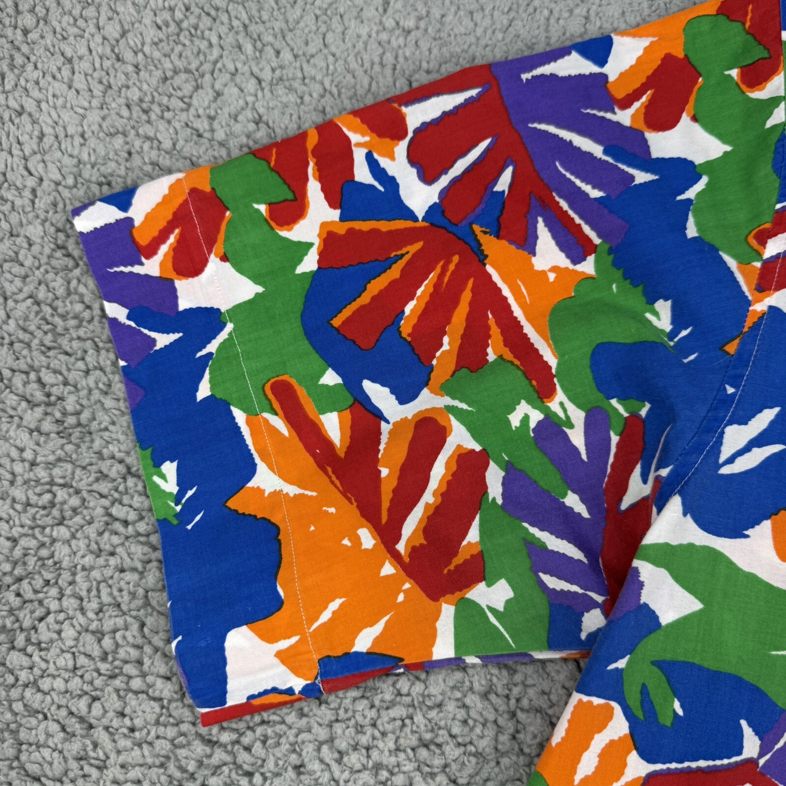 Carriage Court Sport Hawaiian Shirt Womens Large Top Palm Leaf Beach Vintage 80s