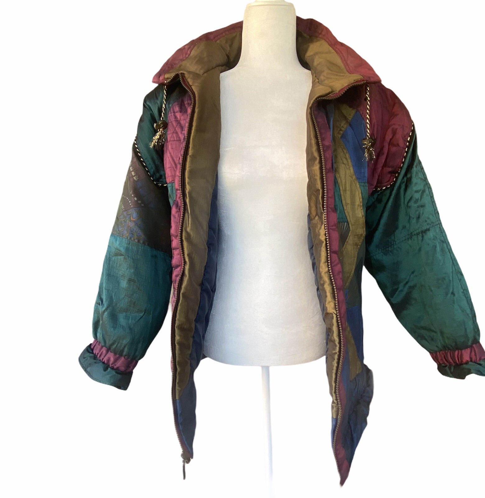 Vtg Women’s Metallic Patchwork Jacket Coat Size Medium 80s 90s Iconic OG