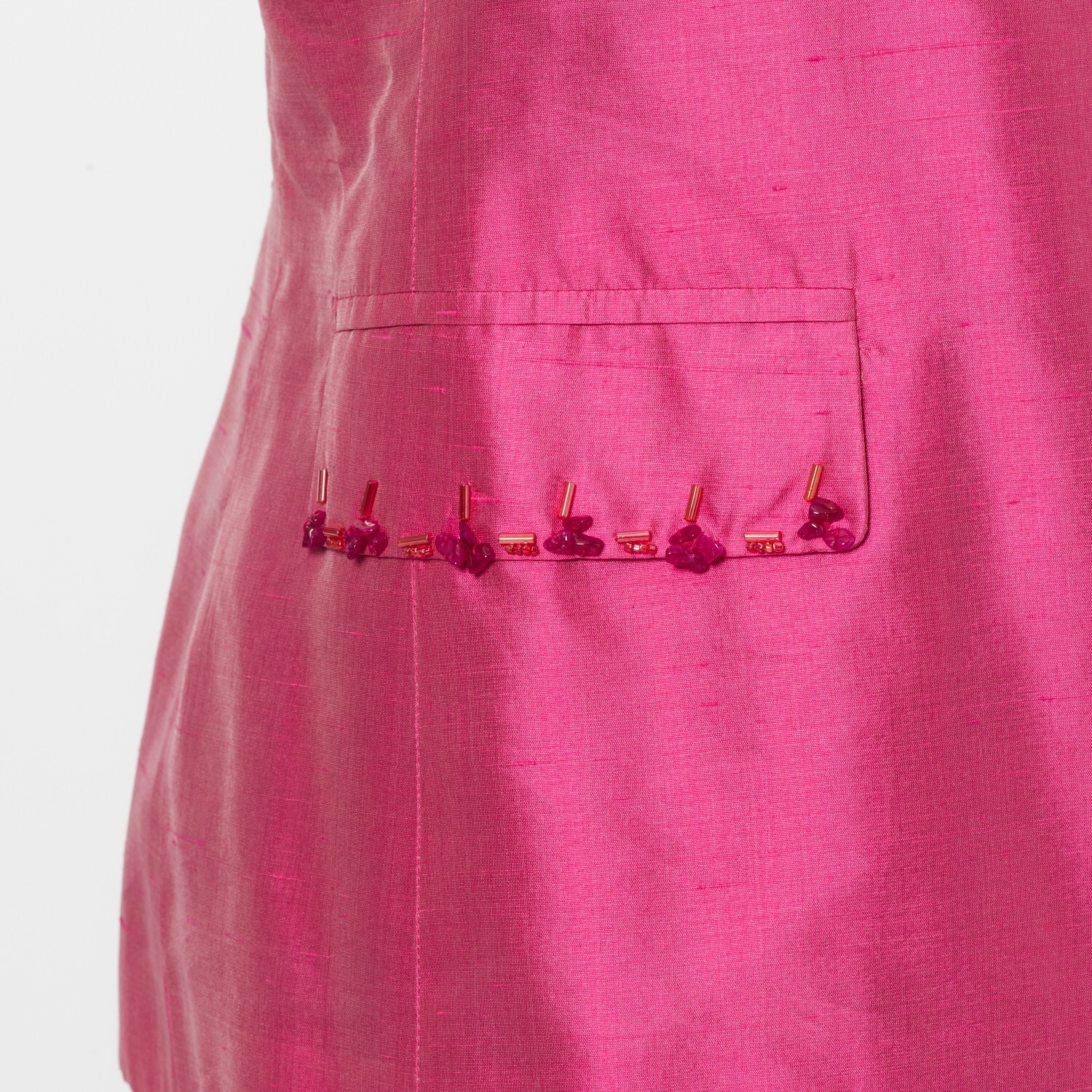 Vintage Les Copains Beaded Hot Pink Silk Jacket and Skirt Mother of The Bride