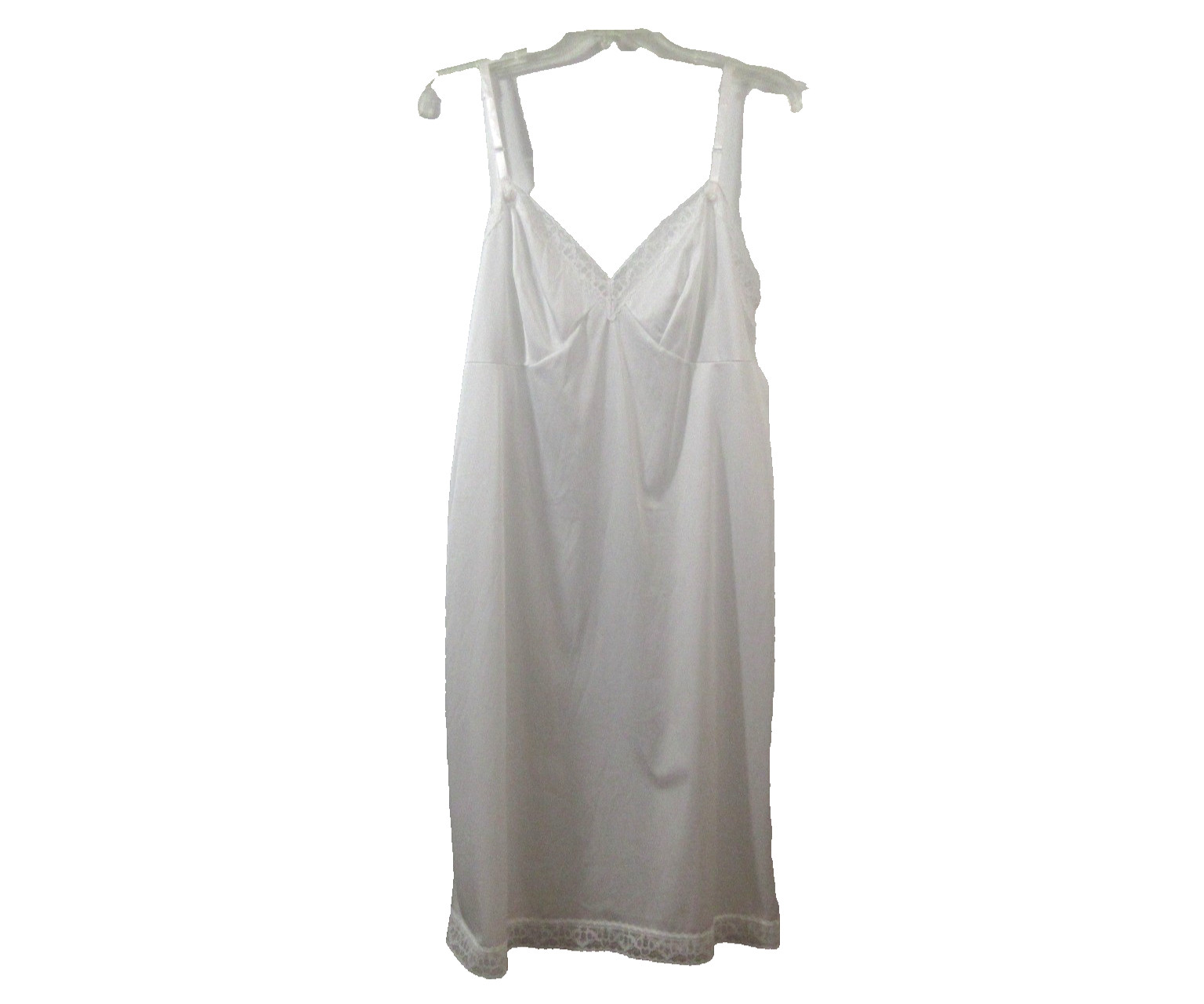 Vanity Fair Full Slip Sz 40 White 100% Nylon Lace Trim Adjustable Straps NOS VTG