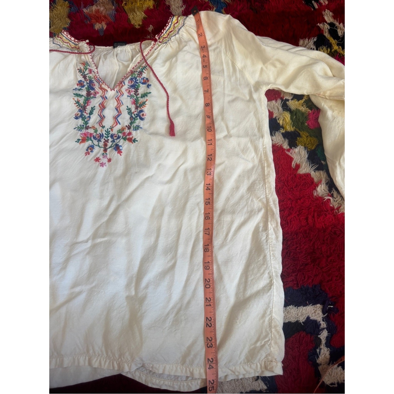 70s Vintage Indian Embroidered Peasant Blouse Sz M
