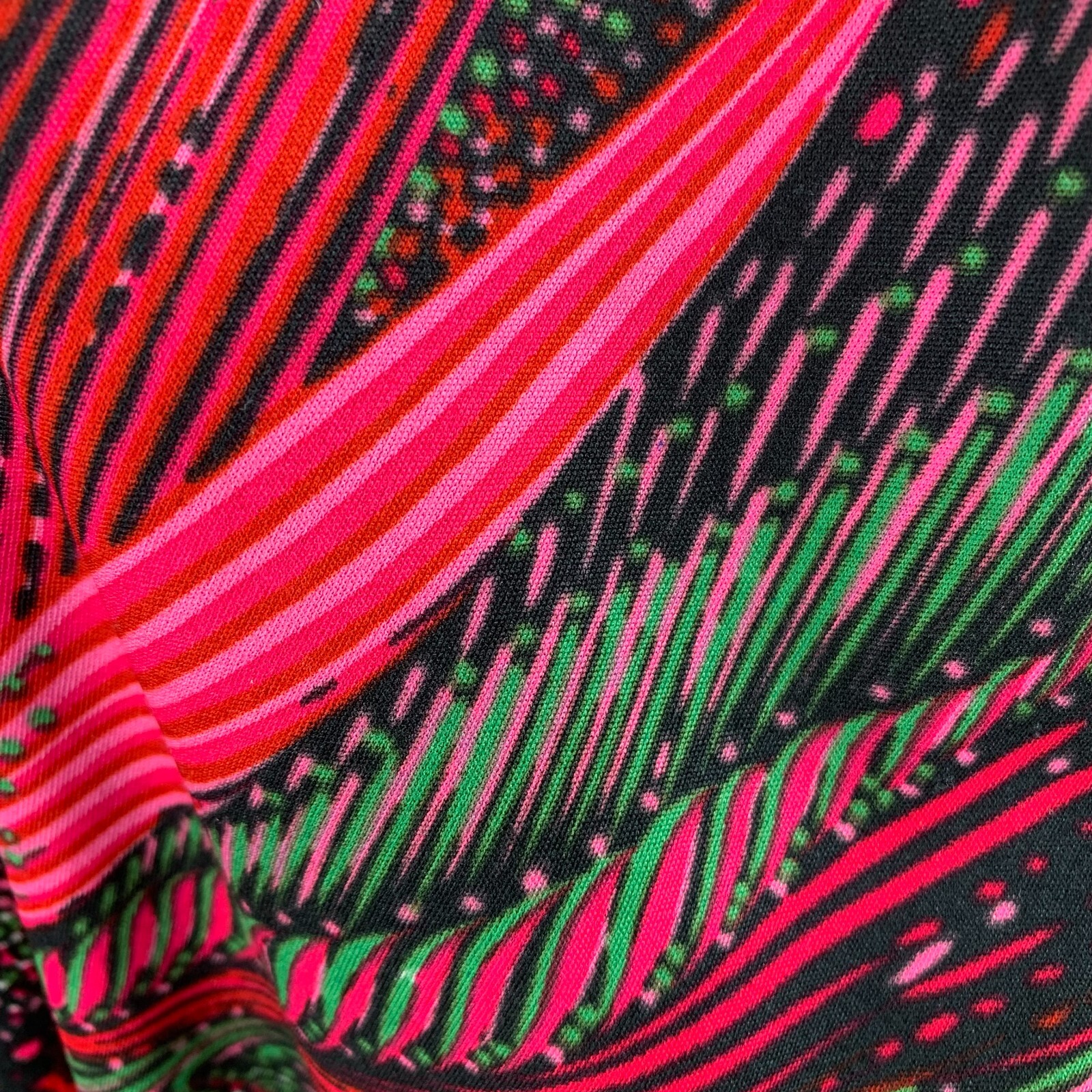 1970s Lanvin Psychedelics Top sz 10 Polyester Long Sleeve Point Collar Excellent
