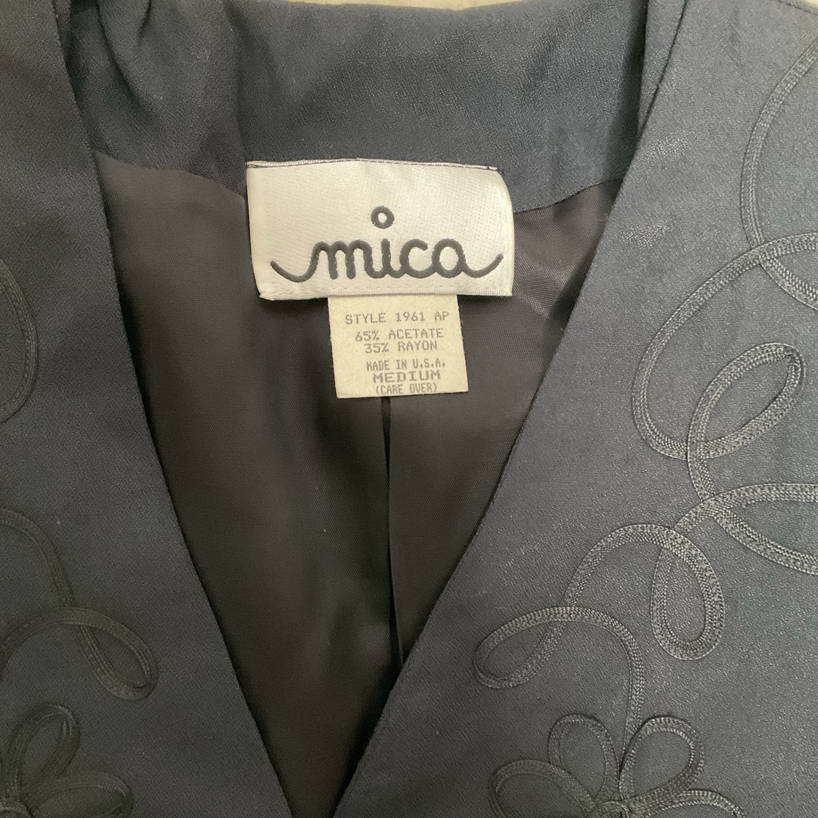 Vintage Mica Dainty Open Front Crop Top Blazer Jacket Top SZ M Coquette Charm