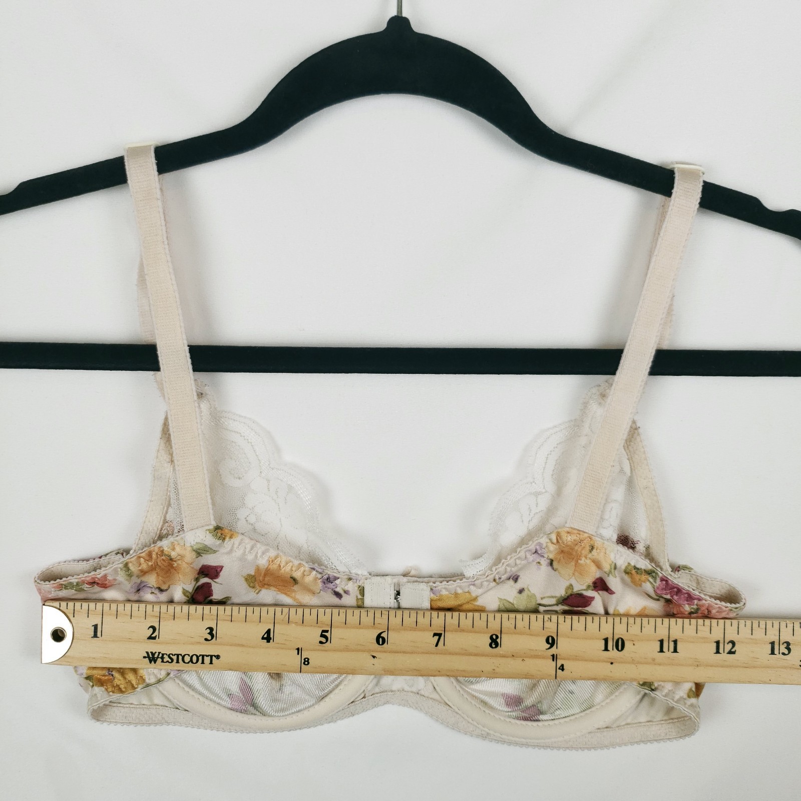 Vintage Maidenform Chantilly Bra 34C Glossy Satin Unlined Underwire Floral