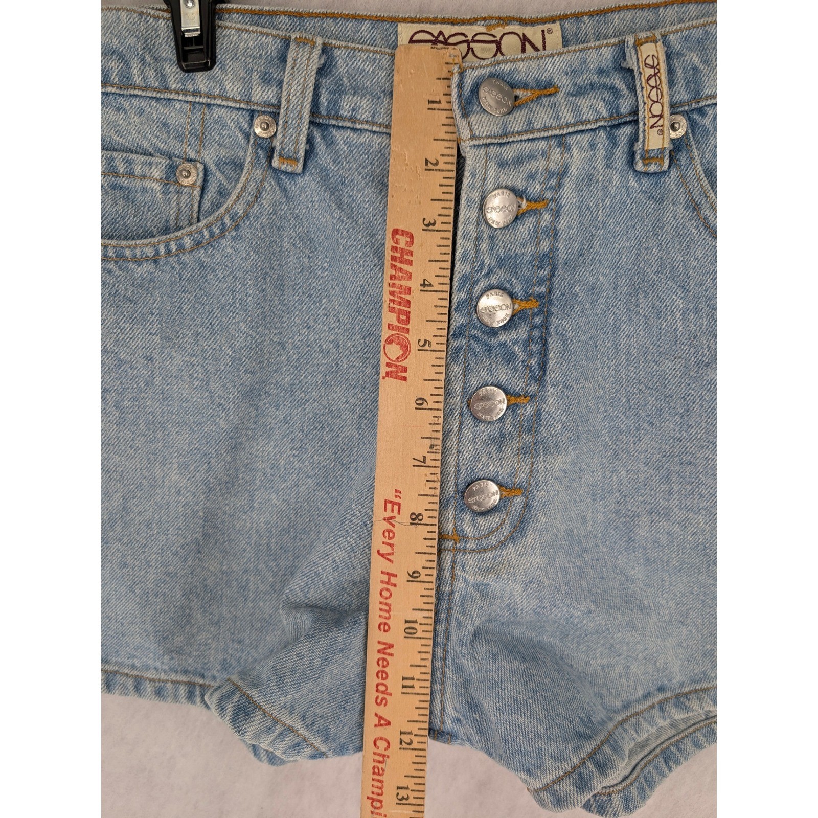 Sasson Vintage High Waisted Denim Shorts 13/14 Light Blue Button Fly 90s Retro