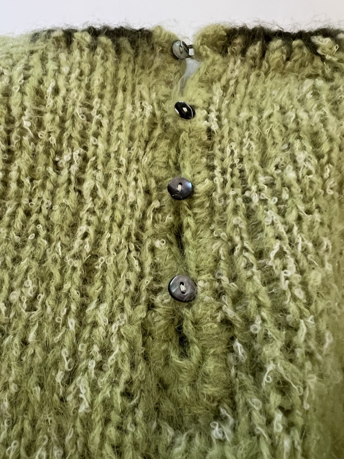 VTG Colebrook Hand Knit Pullover Sweater Wool/Mohair/Nylon Blend ~ Dk/Lt Green