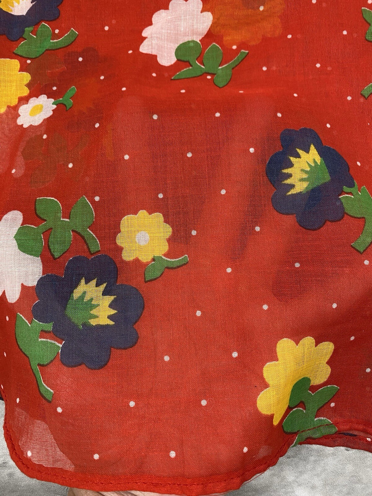 vintage 70s DURABLE PRESS BLOUSE TOP FLORAL POLKA DOT SHEER PULLOVER AOP