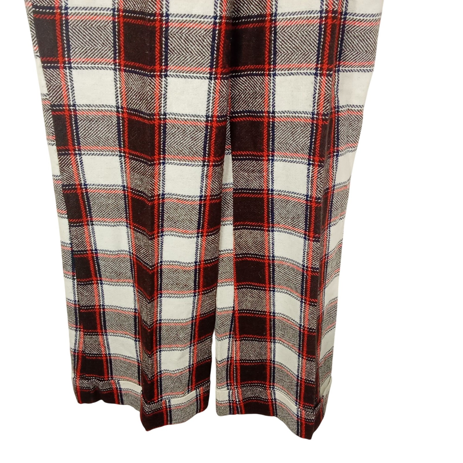 Vintage 60s-70s JC Penney Fashions Plaid Pants WideLeg Cuff Highrise Pocket (14)