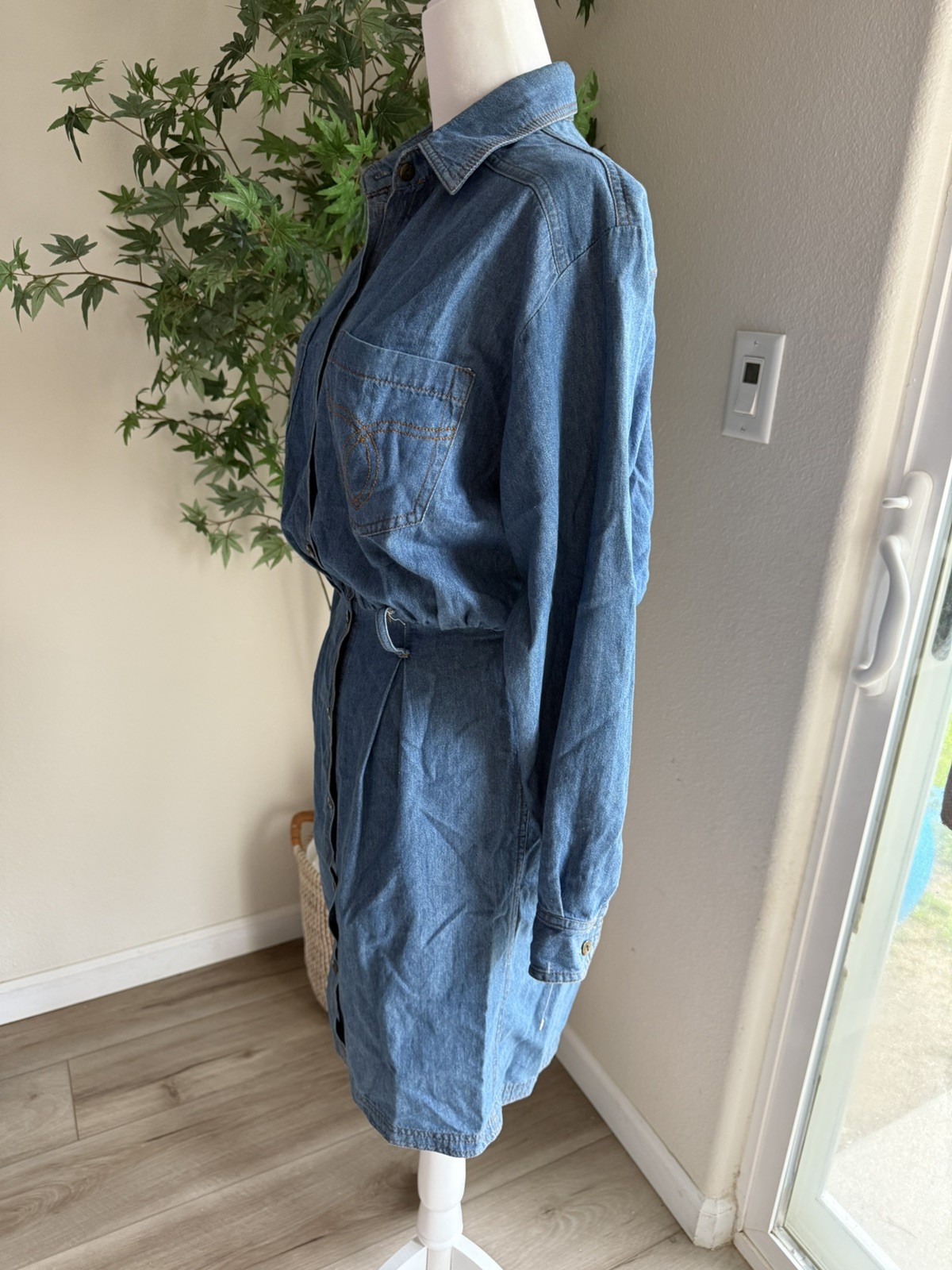 VTG Bonnie Strauss Denim Western Shirt Dress Cowgrl Style Button Front SZ 4 USA