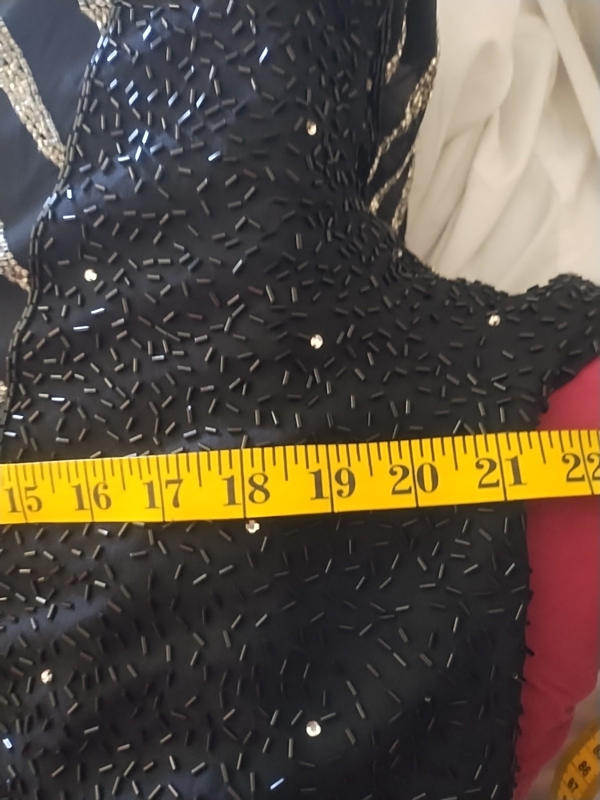 Vintage Oleg Cassini Black and Silver Beaded Cocktail Blouse Silk